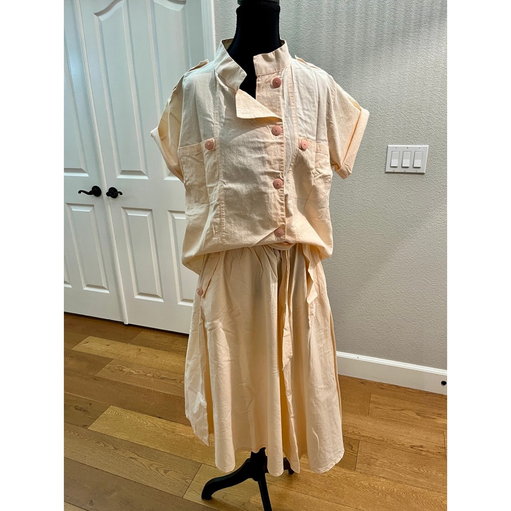 Vintage Skirt Set Womens M Peach 90s Japanese Avant Garde Art Wear Lagenlook